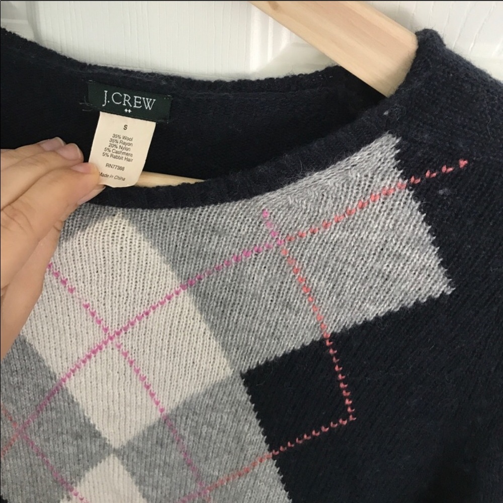 J.Crew Argyle Long Sleeve Wool Cashmere Sweater - Picture 16 of 16